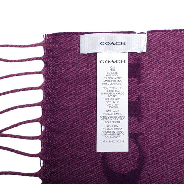 コーチ COACH マフラー ストール CO100317-604 レディース メンズ オックスブラッド パープル 紫 マフラー WQ00053962