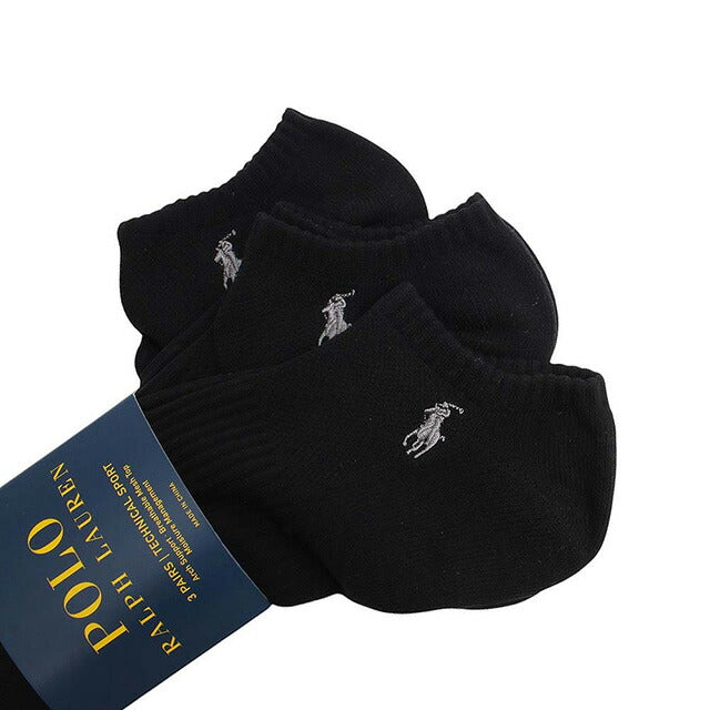 ポロラルフローレン POLO RALPH LAUREN ソックス 827063PK-BLACK メンズ ブラック 3個セット 靴下 WQ00055296
