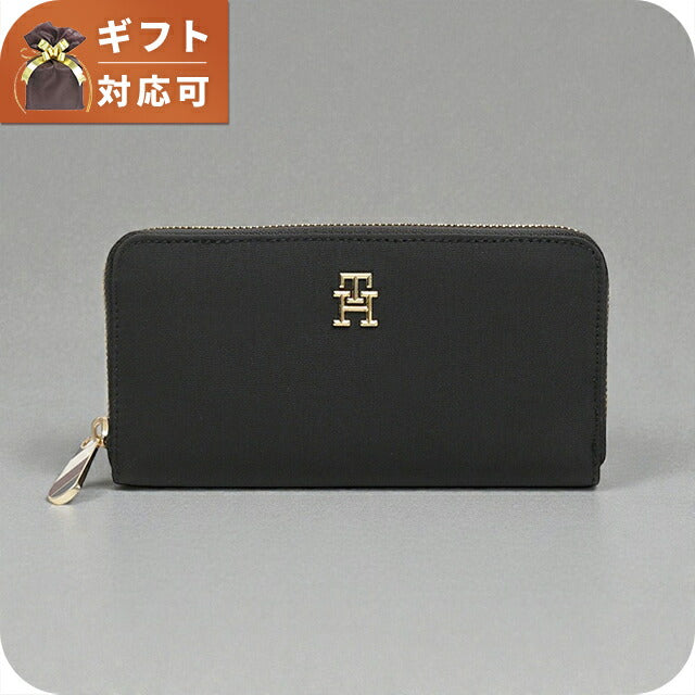 【新品】トミーヒルフィガー   財布 レディース aw0aw16584bds-black-gold トミーヒルフィガー TOMMY HILFIGER POPPY LARGE ZA 長財布