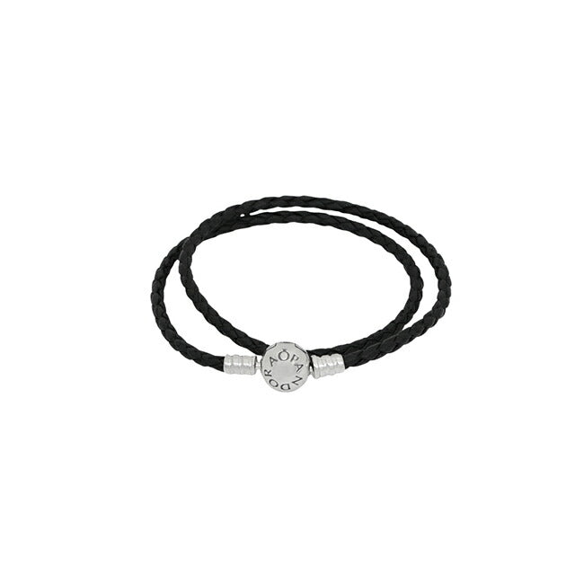 パンドラ PANDORA Moments Double Black Leather Bracelet