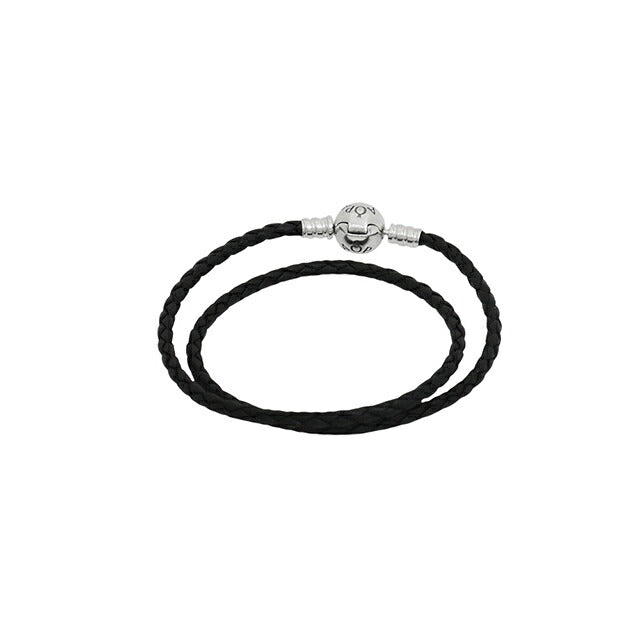 パンドラ PANDORA Moments Double Black Leather Bracelet ブレスレット 590745cbk-d2 ユニセックス ブラック WQ00057584