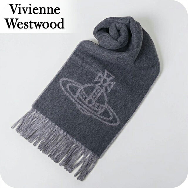 ヴィヴィアン ウエストウッド マフラー メンズ レディース ブランド Vivienne Westwood ロゴ W01MK-P410 ANTHRACITE ビビアン WQ00058486