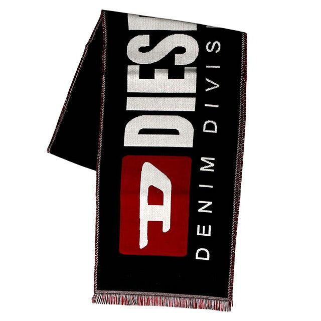ディーゼル DIESEL S-DIV STOLE マフラー a21823-0ihcc-9xx ユニセックス ブラック×レッド マフラー WQ00058525