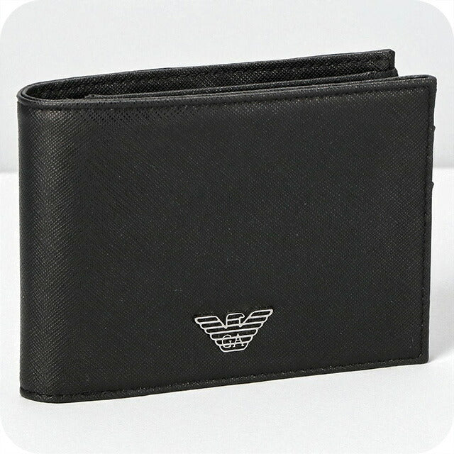 EMPORIO ARMANI エンポリオアルマーニ Y4R165 二折財布小銭入付き BLACK メンズ エンポリオ・アルマーニ 二つ折り財布 メンズ ブランド EMPORIO ARMANI