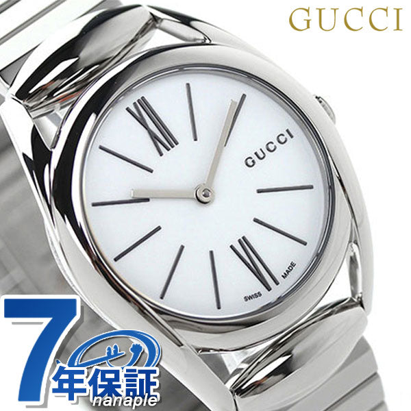 GUCCI ホースビット　レディース　時計 GUCCI グッチ ホースビット ロゴベゼル 6300L ホワイト×ゴールド