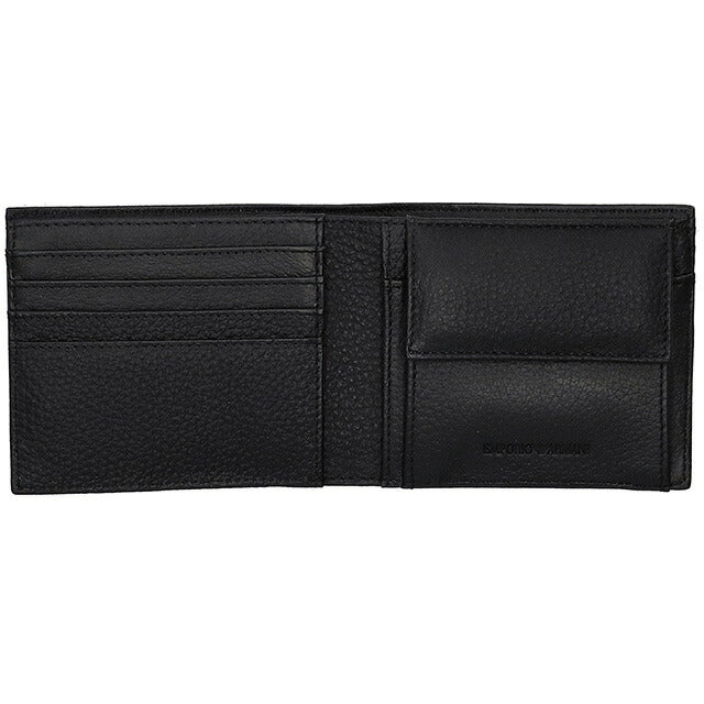 エンポリオ・アルマーニ 二つ折り財布 メンズ ブランド EMPORIO ARMANI YEM122YQ67I 80001 ブラック YEM122YQ67I-80001