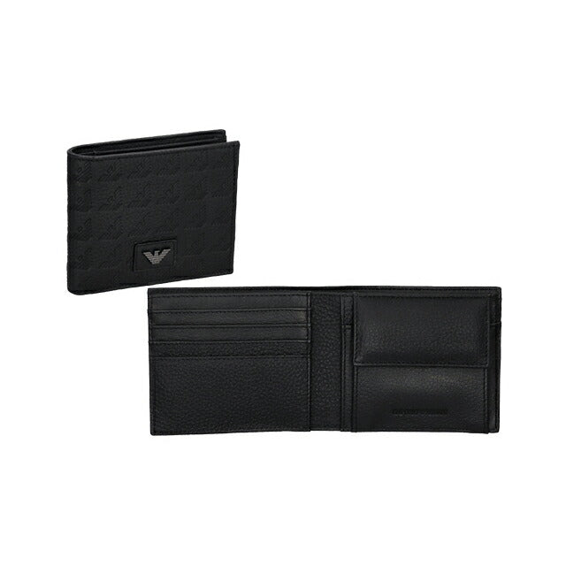 エンポリオ・アルマーニ 二つ折り財布 メンズ ブランド EMPORIO ARMANI YEM122YQ67I 80001 ブラック YEM122YQ67I-80001