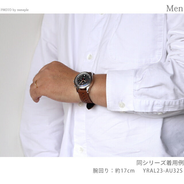 【出口停产特价】YEMA Rally 5 Turbo 自动手表品牌男士计时码表皮革表带 YEMA YRAL23-AU32S 模拟黑棕色黑色 YRAL23-AU32S