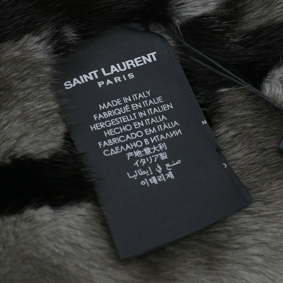 サンローラン マフラー メンズ ミンクファー100% イタリア 669859 ブラック グレー系 小物 YSL669859011