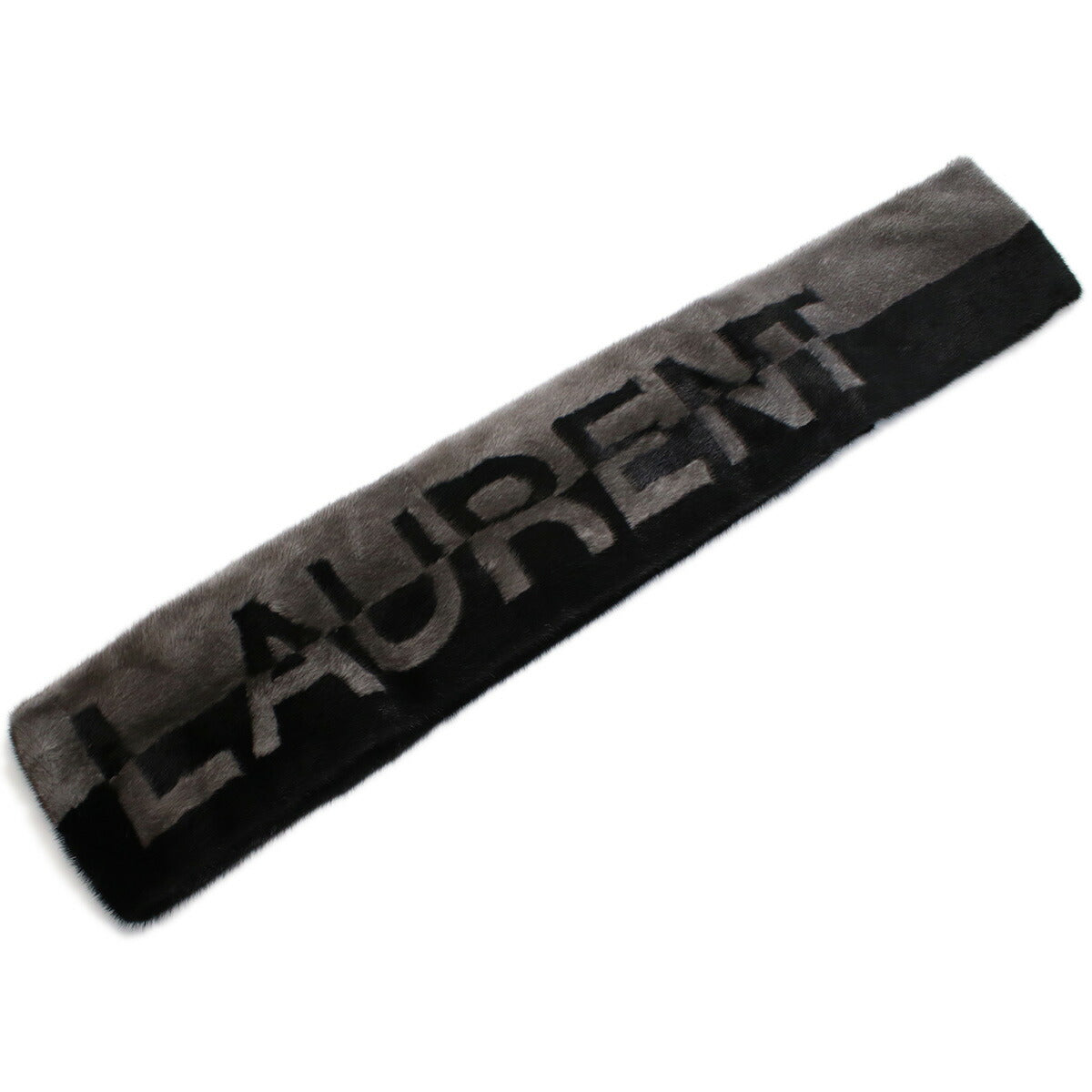 サンローラン マフラー メンズ ミンクファー100% イタリア 669859 ブラック グレー系 小物 YSL669859011