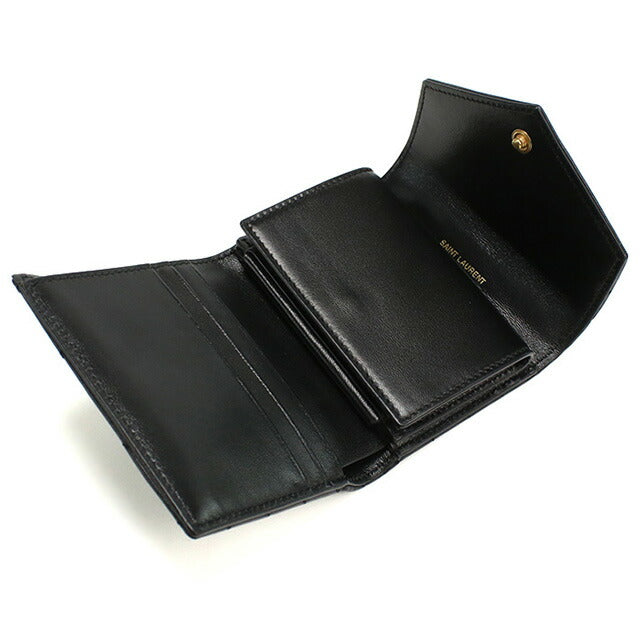 サンローラン 三折財布小銭入付き レディース ブランド SAINT LAURENT レザー イタリア 692061 ブラック 財布 YSL692061021