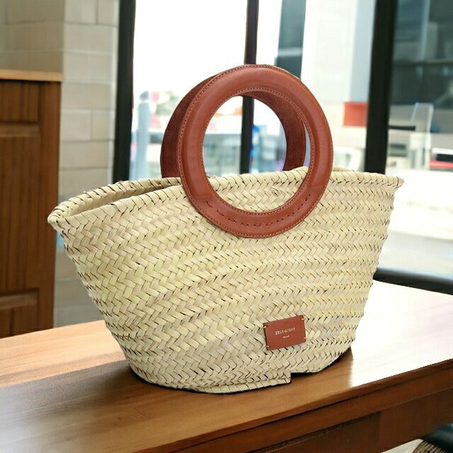 LOEWE ロエベ ロゴ入り ストロー かごバッグ ナチュラル/ブラウン