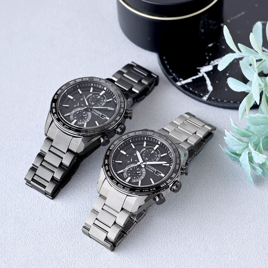 ⚫【ACT Line】シチズン ATTESA AT8294-59E✨上質なサファイアベゼル搭載クロノグラフ💼