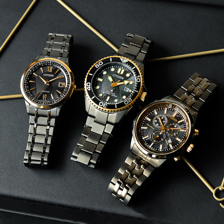 【限定500本】シチズン エクシード CB1147-61E｜LIGHT in BLACK×世界最薄7.0mm×アンバーイエロー×金粉蒔絵リング、エコ・ドライブ50周年が纏う至極の薄さ