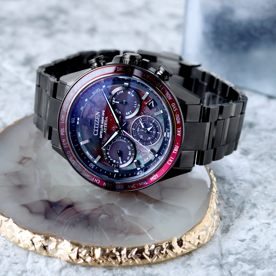 シチズン アテッサ CC4077-71Z ｜白蝶貝とワインレッドで描くBlood Moon【世界限定1,800本】