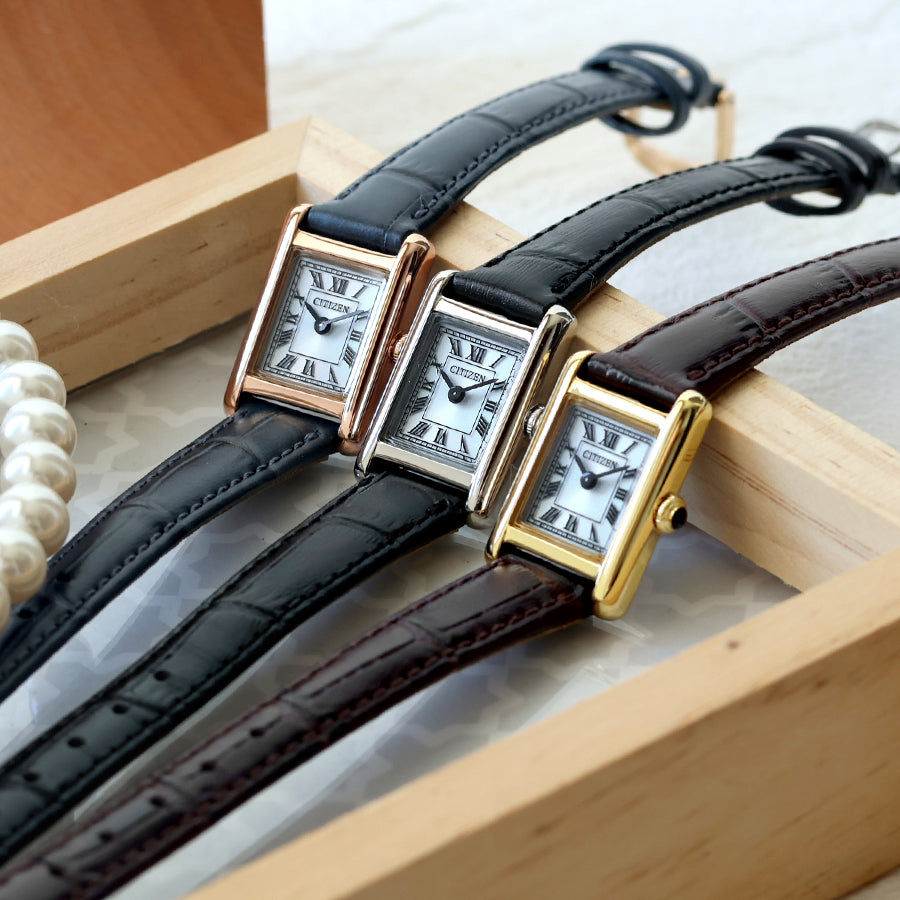 【シチズン キー EG2799-18W】クラシックスクエアで魅せる、ヴィンテージ調の優雅な時間