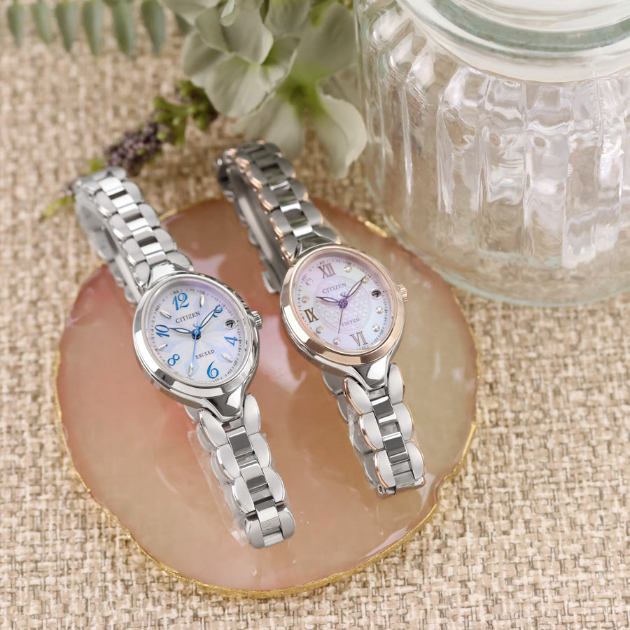 ✨シチズン エクシード ダイレクトフライト「お花モチーフ」ES9510-57D - オーバルケースに咲く優雅な白蝶貝の輝き🌸