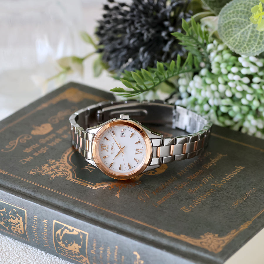 【2026年5月新作】セイコーセレクション HFE002J｜ホワイト×Sシリーズ×Cal.1B22ソーラー電波、日本・中国・米国・独4局対応の上品レディスウオッチ