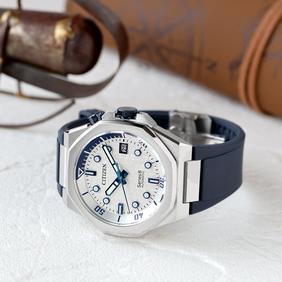 【シリーズ8 新作】シチズン NB6060-07A｜20気圧防水×両回転ベゼル×Cal.9051、市松模様をまとったスポーツメカニカルの実力