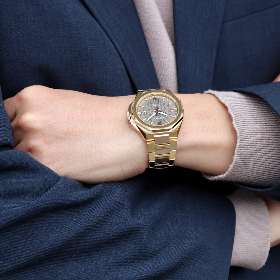 【2026年3月新作】シチズン シリーズエイト NB6085-57W｜市松模様×Cal.9051×イエローゴールドめっき、和の意匠を纏った小径薄型メカニカル