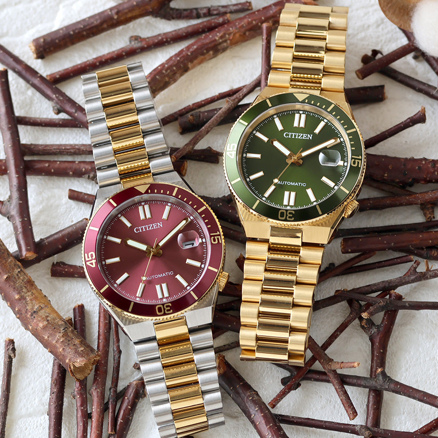 【Shore×レッド×ゴールド】シチズン TSUYOSA NJ0234-58X｜海岸の躍動感を宿した、メカニカルダイバーズスタイルの新定番