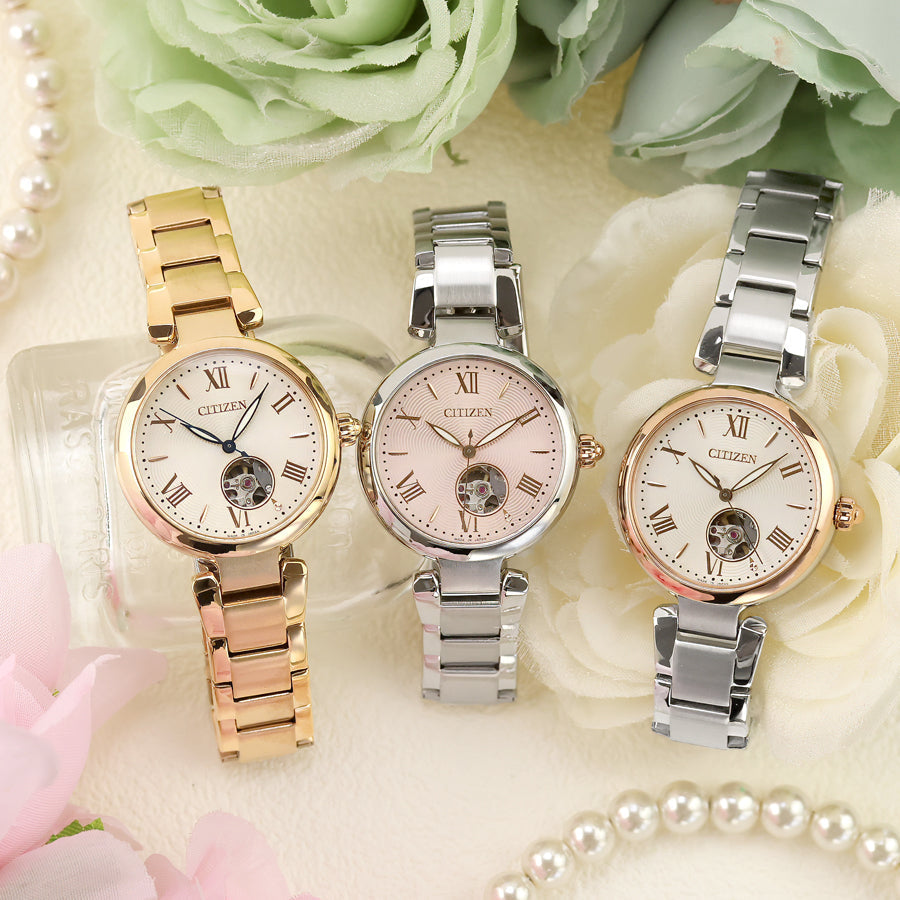 【2026年6月18日発売】シチズンコレクション PR1054-59A｜メカニカル×花モチーフ×オープンハート×ピンクゴールド×Cal.6628、咲く花を纏うエレガント自動巻き