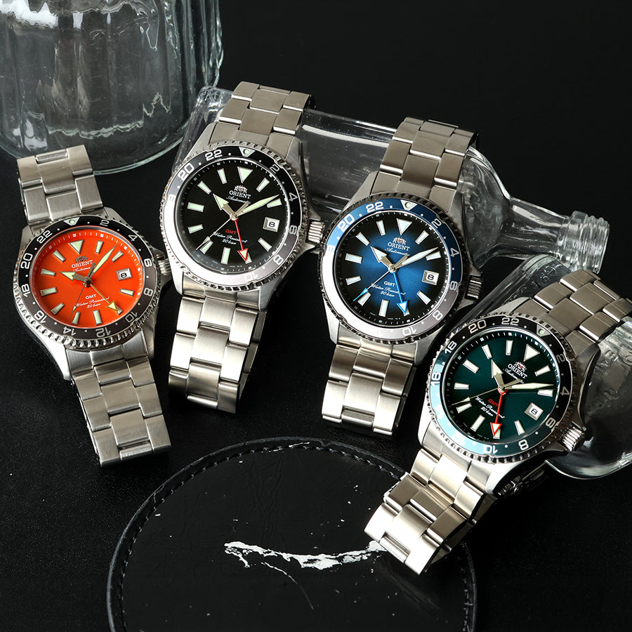 オリエント マコ GMT RN-BC0001B｜「オリエント マコ」初のGMTモデル、ブラック文字盤に赤いGMT針の自動巻き