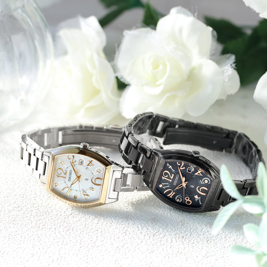 セイコー ルキア SSQW101 | ブラック×ピンクゴールドの大人可愛い電波ソーラー 約34gの軽さと華奢デザイン