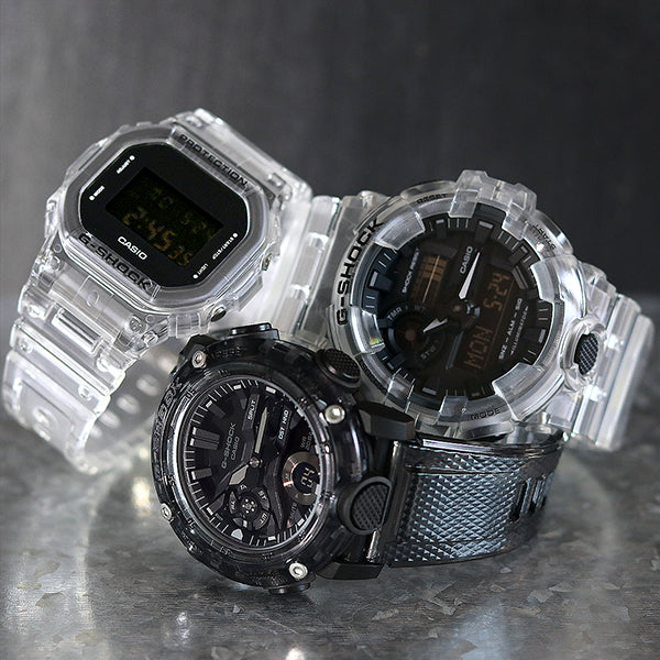 タフネスを追求し進化を続けるG-SHOCKから、透過する樹脂パーツで構成したスケルトンシリーズが登場‼