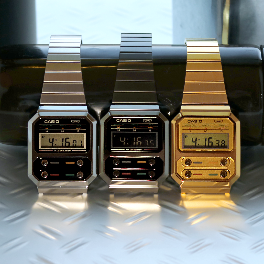 カシオ初の樹脂ケースモデル「F-100」を復刻した「A100」シリーズ🎵