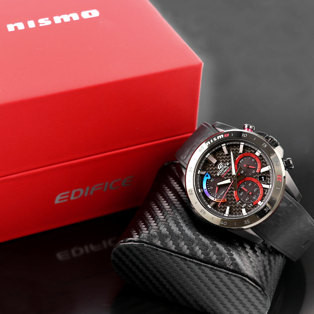 高機能モータースポーツウオッチ「EDIFICE」と、日本最高峰のモータースポーツ「SUPER GT」で活躍するNISMO（ニッサン・モータースポーツ・インターナショナル）のコラボレーションモデルです⌚🏎