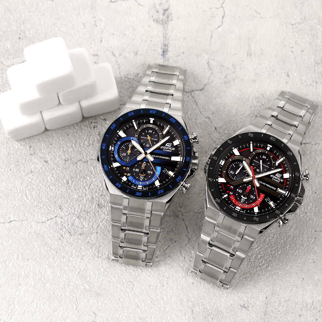 立体的でダイナミックな文字盤デザインが特徴 のソーラーパワードクロノグラフ⌚🌟