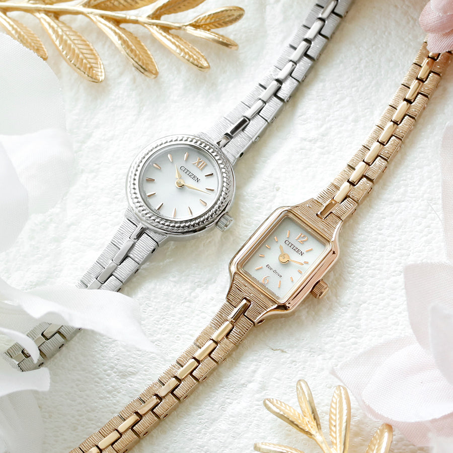 アンティークテイストの華奢なデザインに、エコ・ドライブをプラスした腕時計✨⌚