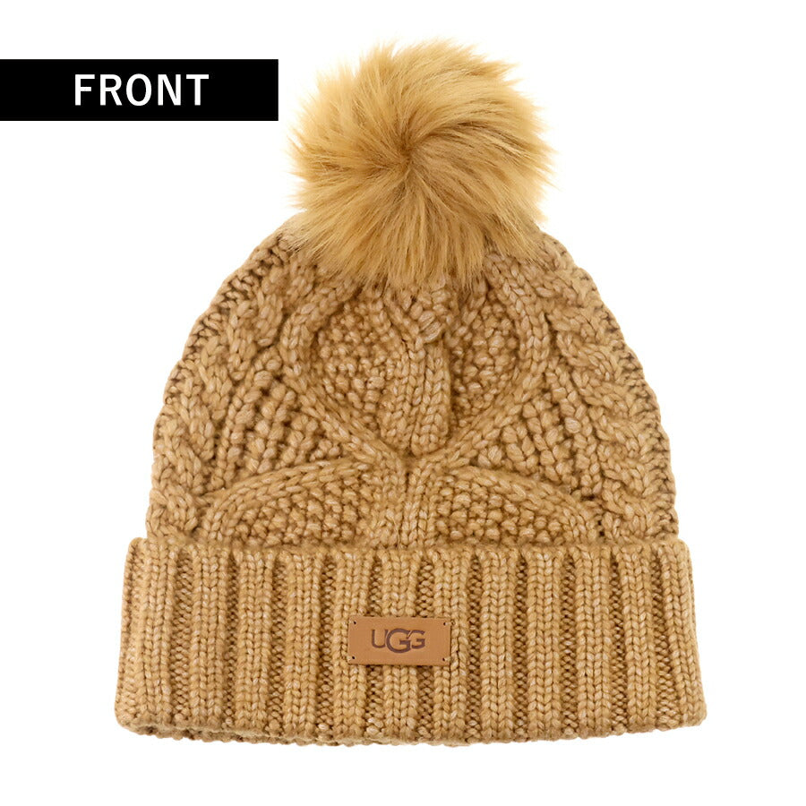 アグ ニット帽 メンズ レディース ブランド UGG CABLE BEANIE WITH POM ロゴ 100819 Chestnut 帽子 100819-CHE