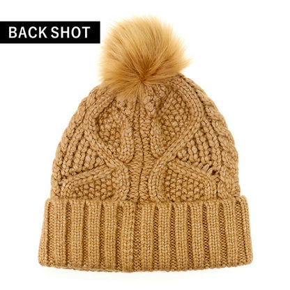 アグ ニット帽 メンズ レディース ブランド UGG CABLE BEANIE WITH POM ロゴ 100819 Chestnut 帽子 100819-CHE