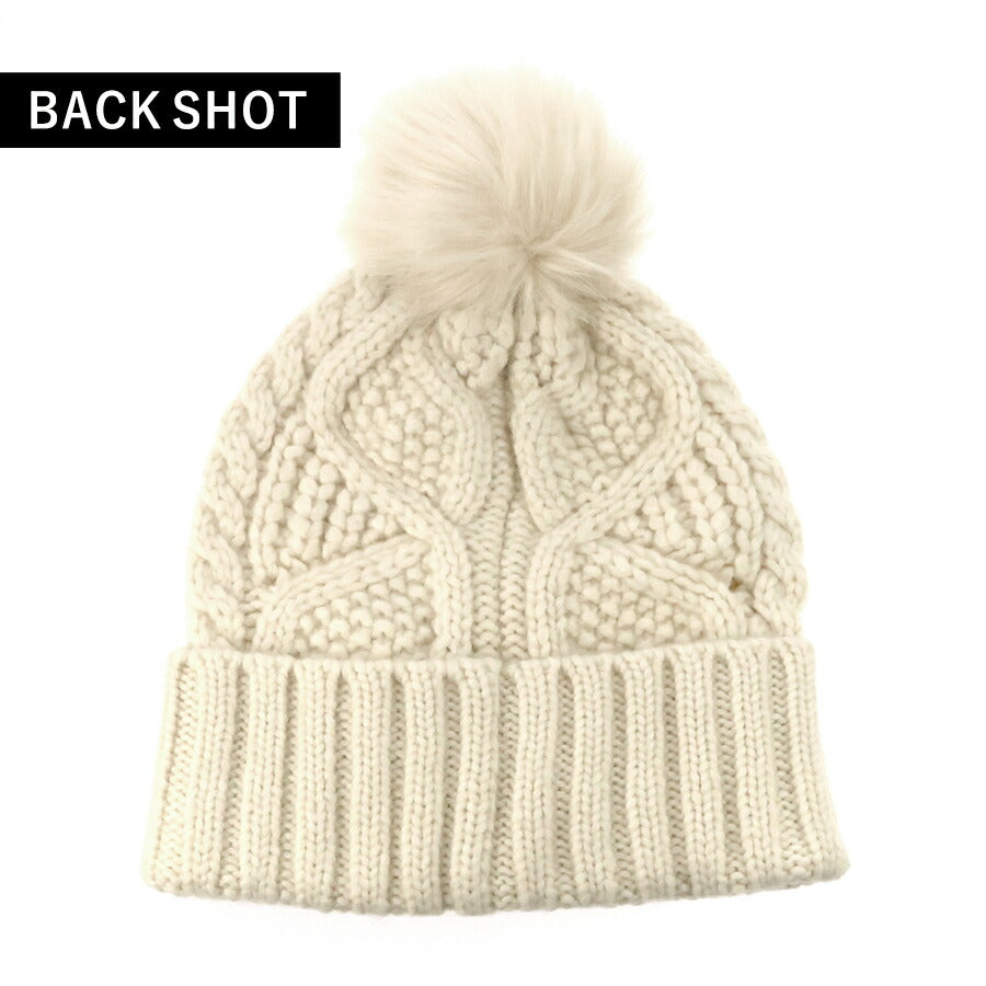 アグ ニット帽 メンズ レディース ブランド UGG CABLE BEANIE WITH POM ロゴ 100819 Cream 帽子 100819-CRM