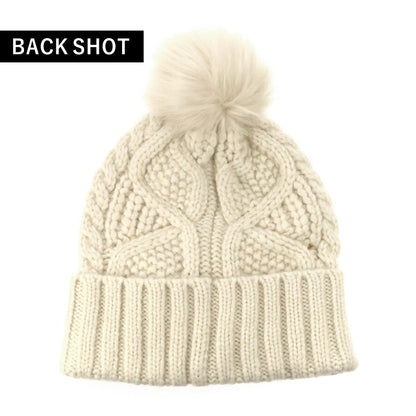 アグ ニット帽 メンズ レディース ブランド UGG CABLE BEANIE WITH POM ロゴ 100819 Cream 帽子 100819-CRM