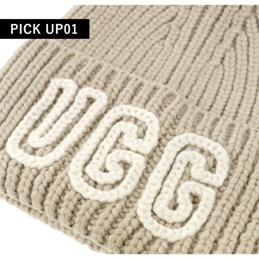 アグ ニット帽 メンズ レディース ブランド UGG CHUNKY CRAFTED RIB BEANIE ロゴ 102345 White pepper 帽子 102345-WHPR