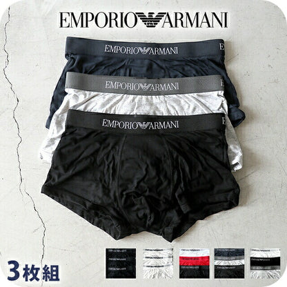 エンポリオアルマーニ ボクサーパンツ メンズ ブランド S M L 3枚セット コットン100% ローライズ 下着 アンダーウェア 選べるモデル 111610