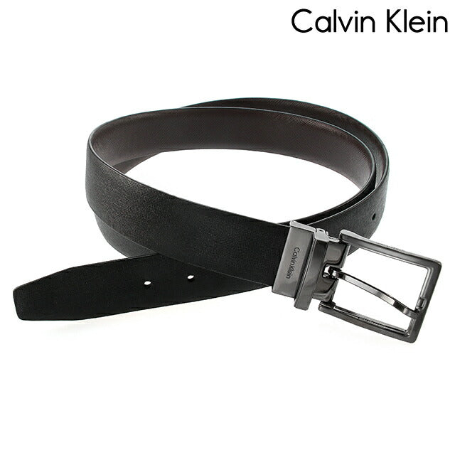 カルバンクライン ベルト メンズ ブランド Leather 革 レザー リバーシブル 11CK010027 表:ブラック 裏:ダークブラウン 小物 11CK010027