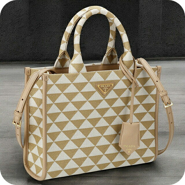 プラダ トートバッグ レディース ブランド PRADA 1BA354 ベージュ/ホワイト 1BA354TRI-JAOOM-CO-TA