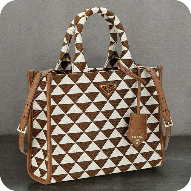 プラダ トートバッグ レディース ブランド PRADA 1BA354 ブラウン/ホワイト 1BA354TRI-JAOOM-TB-TA
