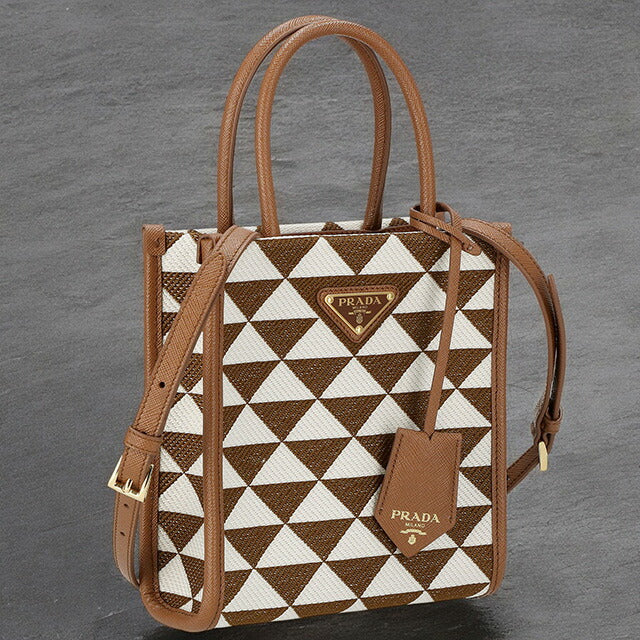 プラダ ハンドバッグ レディース ブランド PRADA 1BA355 ブラウン/ホワイト 1BA355TRI-JAOOM-TB-TA