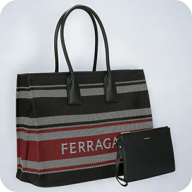 フェラガモ トートバッグ レディース ブランド Ferragamo 214955FAB CALF NEOWH 765 595 ブラック/レッド 214955FAB-CALF-NEOWH-765-595