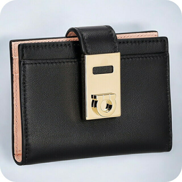 フェラガモ カードケース レディース ブランド Ferragamo 220552CALF NE NP 770 880 ブラック/ピンク 220552CALF-NE-NP-770-880
