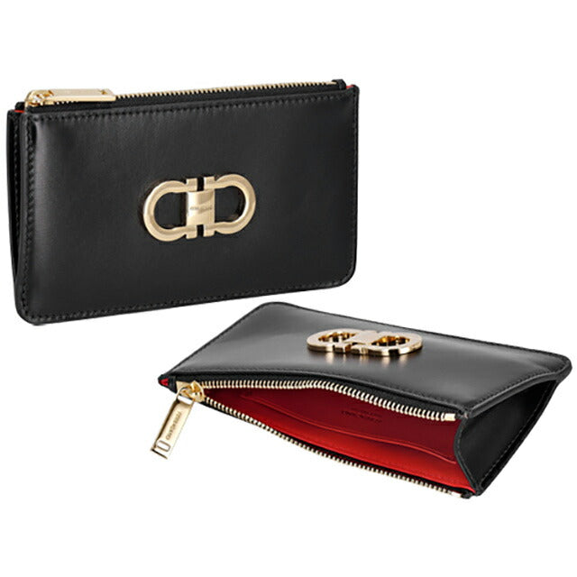 フェラガモ カードケース レディース ブランド Ferragamo 220629CALF NE FR 770 767 ブラック/レッド 220629CALF-NE-FR-770-767