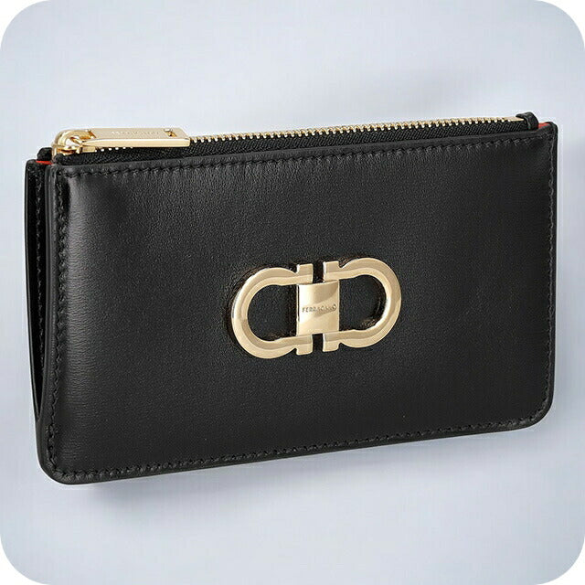 フェラガモ カードケース レディース ブランド Ferragamo 220629CALF NE FR 770 767 ブラック/レッド 220629CALF-NE-FR-770-767
