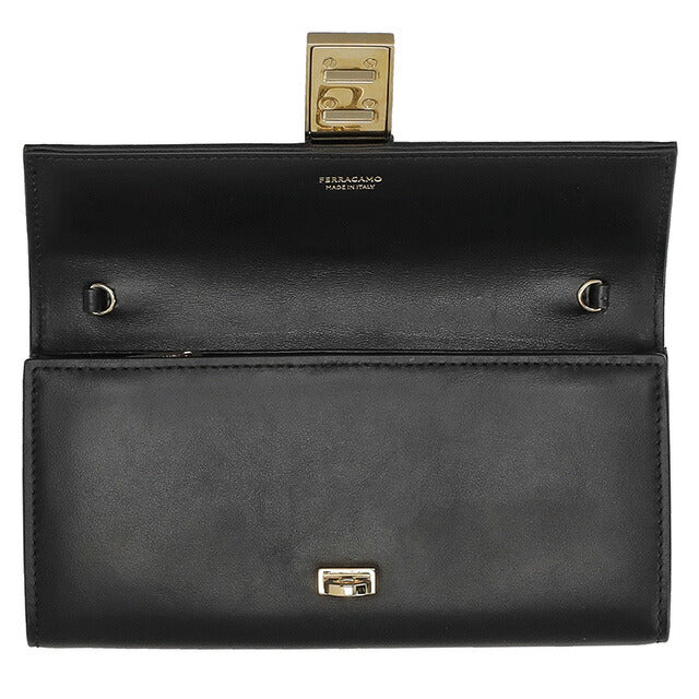 フェラガモ 長財布 レディース ブランド Ferragamo 220668CALF NER 775 132 ブラック 220668CALF-NER-775-132