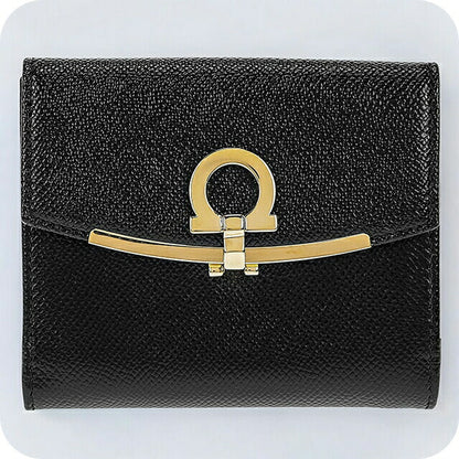 フェラガモ 二つ折り財布 レディース ブランド Ferragamo 22C877PEBBLE NER 673 998 ブラック 22C877PEBBLE-NER-673-998