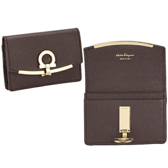 フェラガモ 名刺入れ レディース ブランド Ferragamo 22D198CALF GA BR 758 593 ブラウン 22D198CALF-GA-BR-758-593